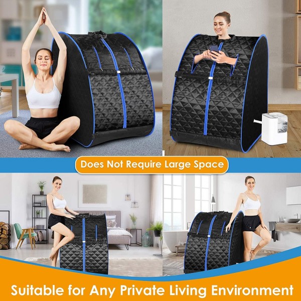 Mauccau Portable Sauna for Home, Personal Steam Sauna Spa, One Person Indoor Sauna, 2.5L Sauna Tent with Foldable Chair Timer Remote Control