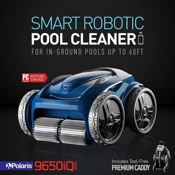 Polaris 9650IQ Sport Robotic Cleaner, Automatic Vacuum for InGround Pools up to 60ft, Smart App, WiFi, Amazon Alexa, 70ft Swivel Cable w/Strong Suction & Easy Acess Filter Canister, Multicolored