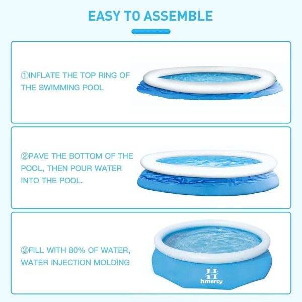 Swimming Pools Above Ground Pool - 10 FT x 30 in Pool Above Ground Swimming Pool Easy Quick to Set Swimming Pools for Adults and Kids Pools for Backyard with Electric Pump