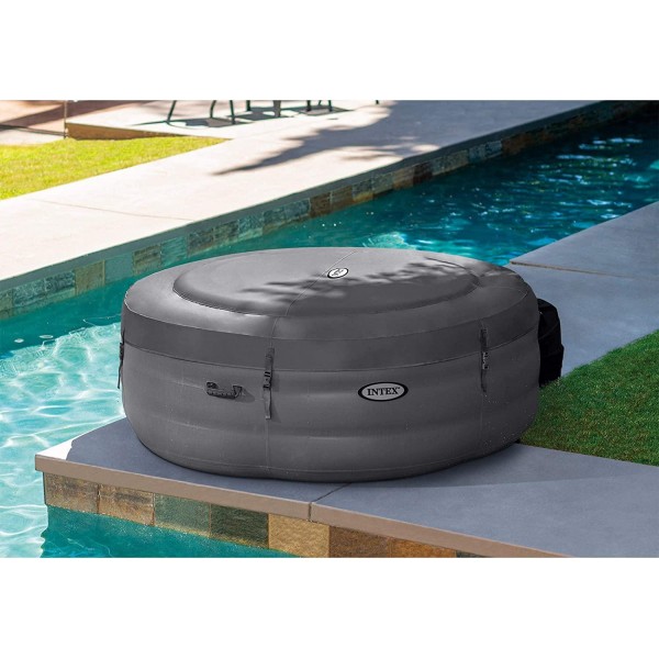 Intex 28481E Simple Spa 77in x 26in 4 Person Inflatable Hot Tub Set with Energy Efficient Cover and Filter Pump