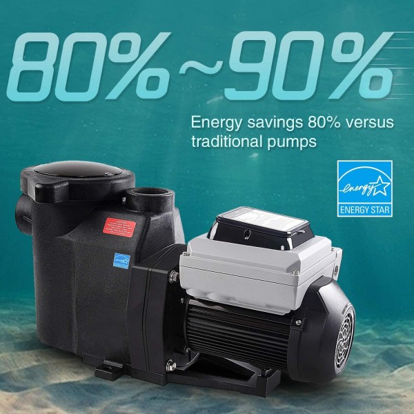 BLUE WORKS BLPVS1515H Variable Speed Pump for In-Ground Swimming Pools, 1.5HP, 220V-240V | 2-Year Full USA Warranty