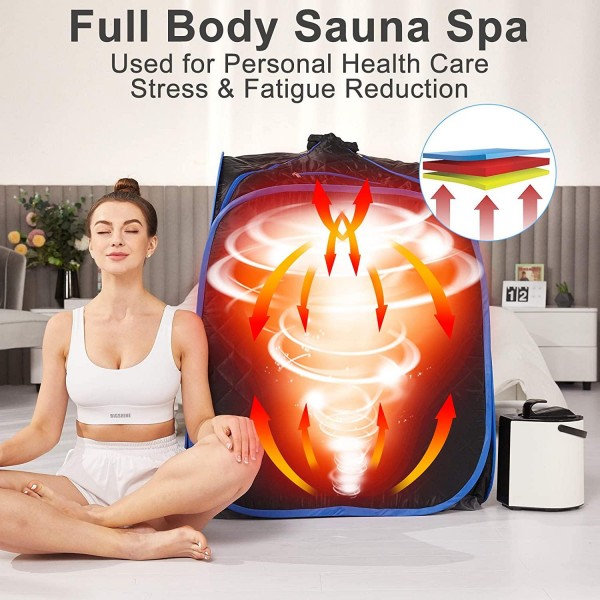 KGK Portable Steam Sauna Spa, Personal Sauna for Home Therapeutic Relaxation Detox, Lightweight Sauna Tent Full Body Spa with Steam Pot, Remote Control, Foldable Chair, Carrying Bag(Black)