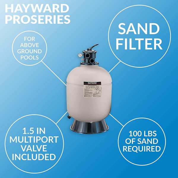 Hayward W3S166T ProSeries Sand Filter 16 In., Top-Mount for Above-Ground Pools