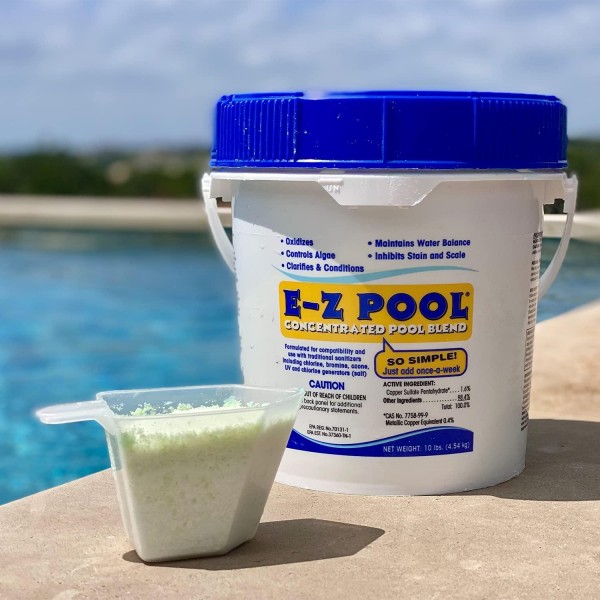E-Z Pool Weekly All in 1 Concentrated Outdoor Swimming Pool Care Solution Blend with Copper Sulfate and Oxygen Enriching Formula, 20 Pound Bucket