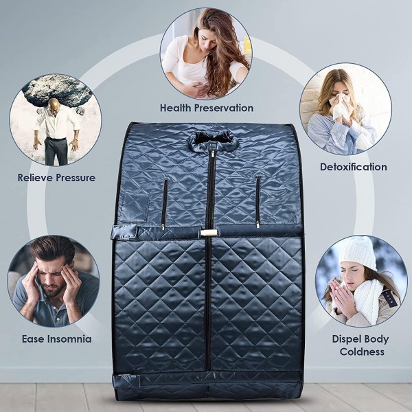 Portable Steam Sauna, Foldable Lightweight Steam Saunas for Home Spa, 3L & 800W Steam Generator with Protection, Bag & Chair Included, Steam Sauna with Remote Control for Recovery Wellness Relaxation