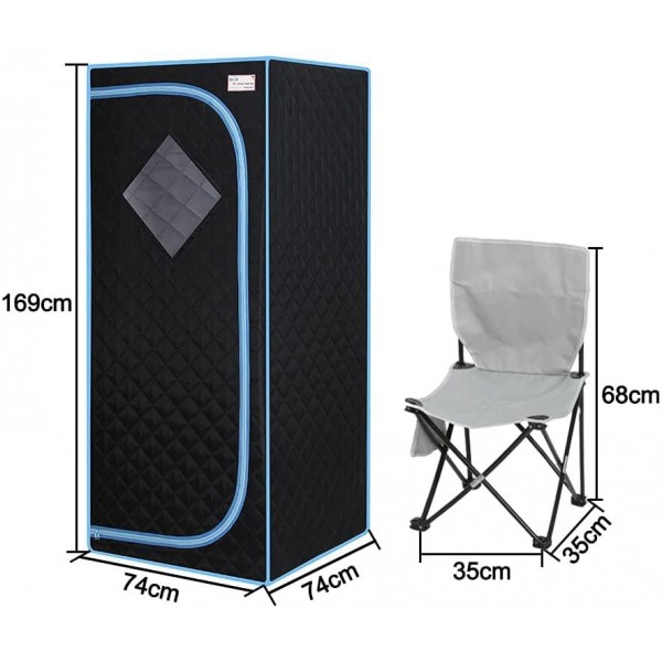 ZSQ Portable Steam Sauna – Full Size Personal Home Spa, with Remote Control, Foldable Chair, Timer