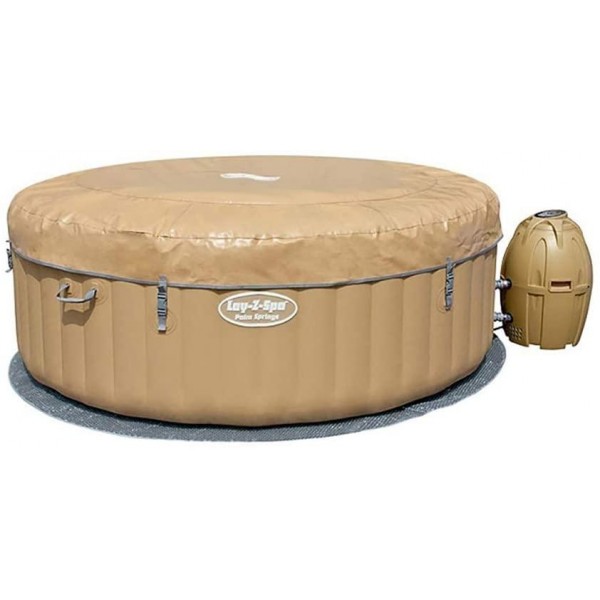 SaluSpa Bestway 77 x 28 Inch 4 to 6 Person Outdoor Inflatable Portable Palm Springs AirJet Hot Tub Pool Spa with Cover, Tan