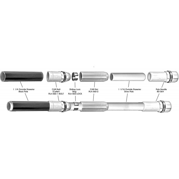 JED Pool Tools 50-560-16 Professional Deluxe Anodized Telescopic Pole, 16-Feet,Black and Silver