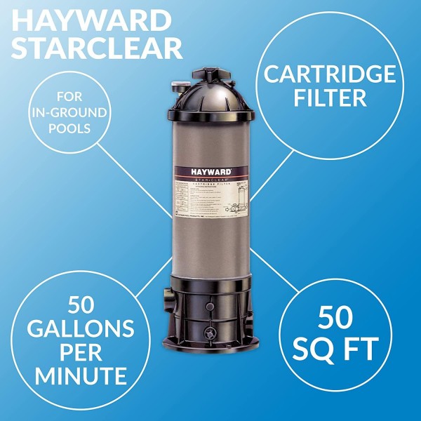 Hayward W3C500 StarClear Cartridge Pool Filter, 50 Sq. Ft., Gray