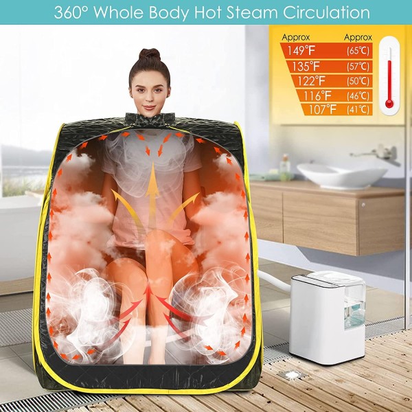 Aceshin Portable Steam Sauna Spa with Remote Control, 9-Gear Temperature and 60 Minute Timer, Atomization Function, Personal Sauna Tent for Relaxation at Home