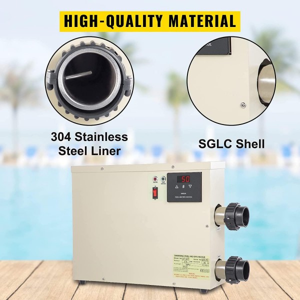 VEVOR Electric Pool Heater 11KW 220V Swimming Pool Electric Heater Water Bath Heater Electric Digital fit for Thermostat, fit for Max 1981 Gallon Pool Equipment,Note:You Must Wire This Item Yourself