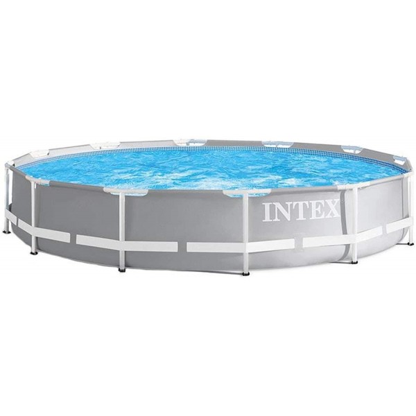 Intex 26710EH Prism 12ft x 30in Prism Frame Outdoor Above Ground Round Swimming Pool with Easy Set-Up & Fits up to 6 People (Filter Pump Not Included)