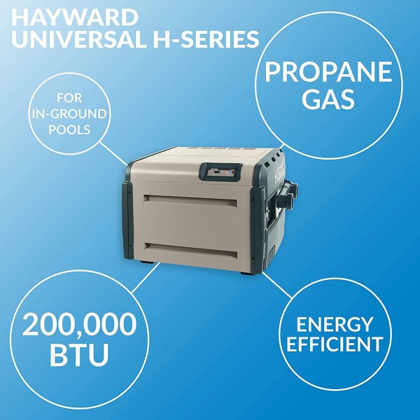 Hayward W3H200FDP Universal H-Series 200,000 BTU Propane Pool and Spa Heater for In-Ground Pools and Spas