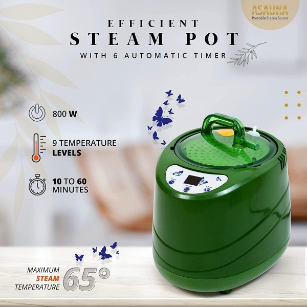 Asauna Portable Steam Sauna | Lightweight Personal Sauna Home for Detox and Relaxation | Comes with Sauna Tent, Foldable Chair, and 60 Minute Timer | Powered by 110 Watt Steam Generator