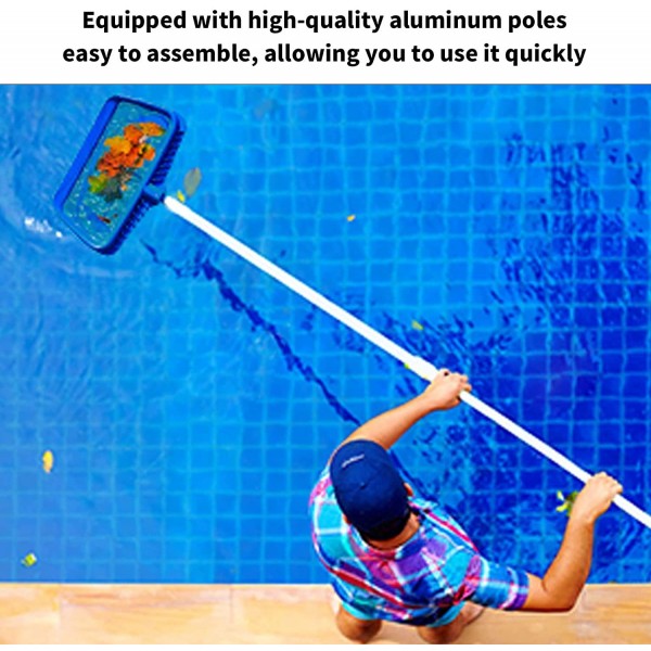01 Pool Cleaning Tools, Practical Swimming Pool Leaf Net Plastic Frame Durable Fine Mesh Aluminum Poles for Fish Tanks for for Swimming Pools