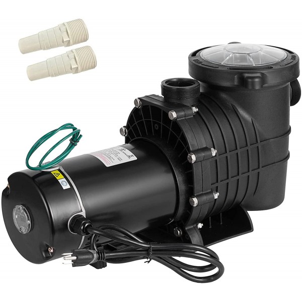 PRIBCHO 1.5 HP Pool Pump Inground High Flow Pool Pump Above Ground Single Speed Swimming Pool Pumps with Strainer Basket 110/220V Dual Voltage W/ 2Pcs 1-1/2NPT Connectors