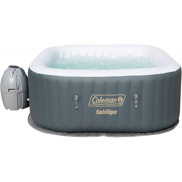 Bestway Coleman 15442-BW SaluSpa 4 Person Portable Inflatable Outdoor Square Hot Tub Spa with 114 Air Jets, and PureSpa Maintenance Accessory Kit