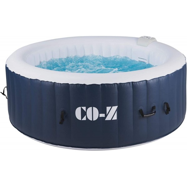 CO-Z 4-Person Inflatable Hot Tub Spa, 6x6ft Above Ground Pool with Air Pump, Portable Indoor Outdoor Hot Tub with 120 Bubble Jets for Patio, Backyard, Garden