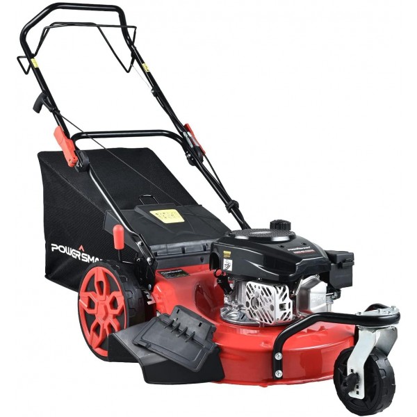 PowerSmart Self Propelled Lawn Mower, 20-Inch & 170CC, 3 Wheels Mowing Easier, 4-Stroke Engine, 3-in-1 Gas Mower with Bag, 8 Adjustable Cutting Height
