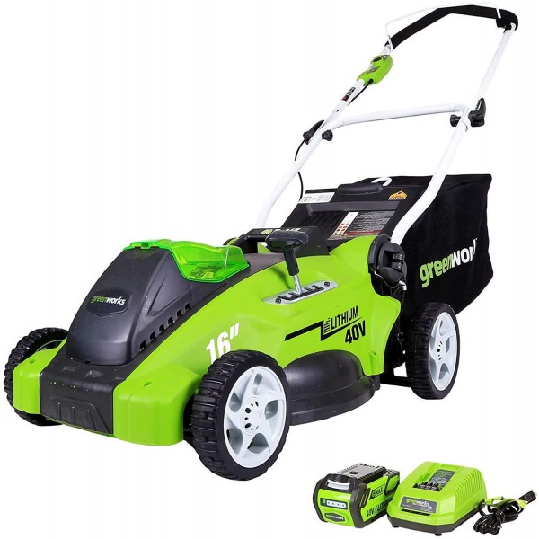 Greenworks 40V Push Lawn Mower, 16-Inch Electric Lawn Mower with 4.0Ah Battery and Charger Included