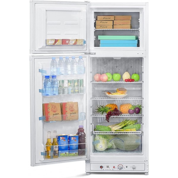 Smad Gas Refrigerator Freezer 110V/Propane Fridge Up Freezer, 9.3 Cu.Ft, White