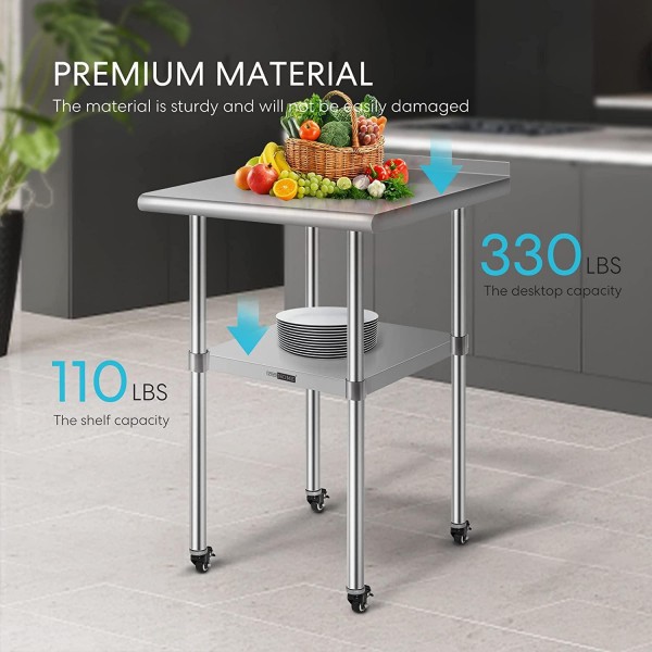 VIVOHOME 24 x 24 Inch Stainless Steel Work Table with Electric Portable Compact Countertop Automatic Ice Cube Maker Machine