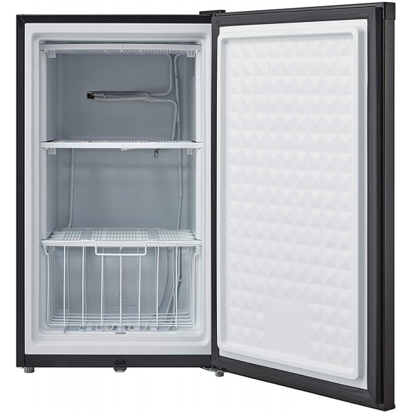 Impecca Upright Freezer 3.0 Cubic Feet Rapid Cooling Compact Freezer with Key & Lock, Reversible Door, Adjustable Thermostat, Removable Storage Basket, Energy Star - Black