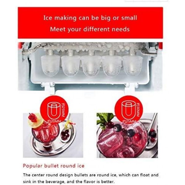 LYKYL Commercial Automatic Ice Cube Maker Household Portable Electric Bullet Round Ice Making Machine 15kg/24H Coffee Bar Shop