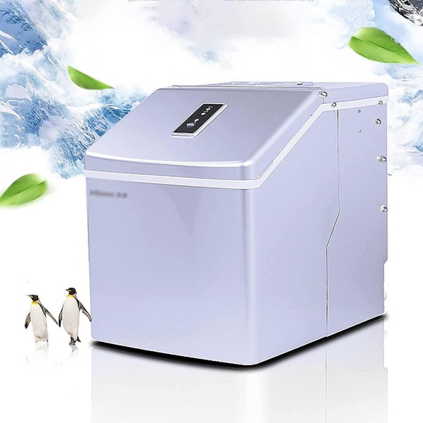 Teerwere Ice Maker Machine Mini Commercial Ice Machine for Milk Tea Shop Bar and Business (Color : Silver, Size : 28.7X35.7X37.5CM)