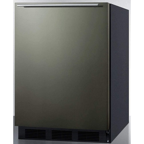 Summit Appliance CT663BKBIKSHH Built-in Undercounter Refrigerator-Freezer for Residential Use, Cycle Defrost with Black Stainless Steel Wrapped Door, Horizontal Handle and Black Cabinet