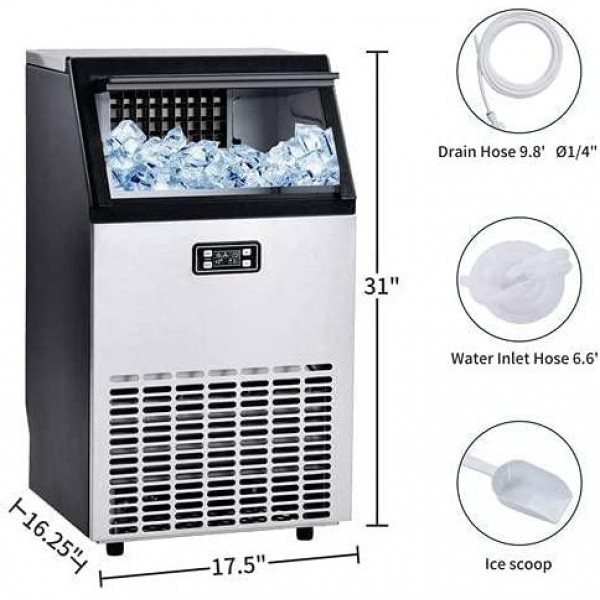 XuQing Vertical Commercial Touch Control Ice Machine, Automatically Clean the Entrance Transparent Ice Cube Machine