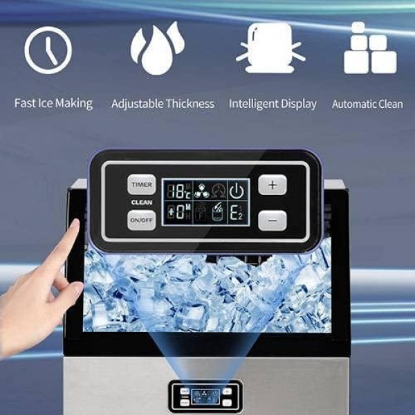 XuQing Vertical Commercial Touch Control Ice Machine, Automatically Clean the Entrance Transparent Ice Cube Machine