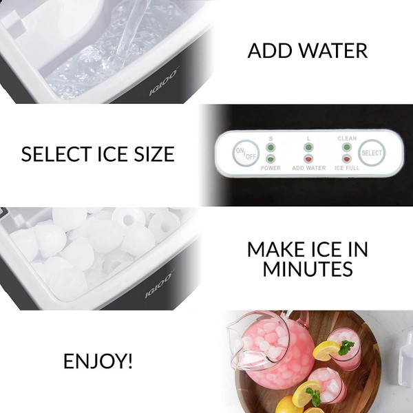 BOSALY Ice Maker, Portable and Compact Ice Maker Machine, Electric High Efficiency Express Clear Operation Control Panel with Ice Scoop, Home Mini Ice Machine, for Parties Mixed Drinks