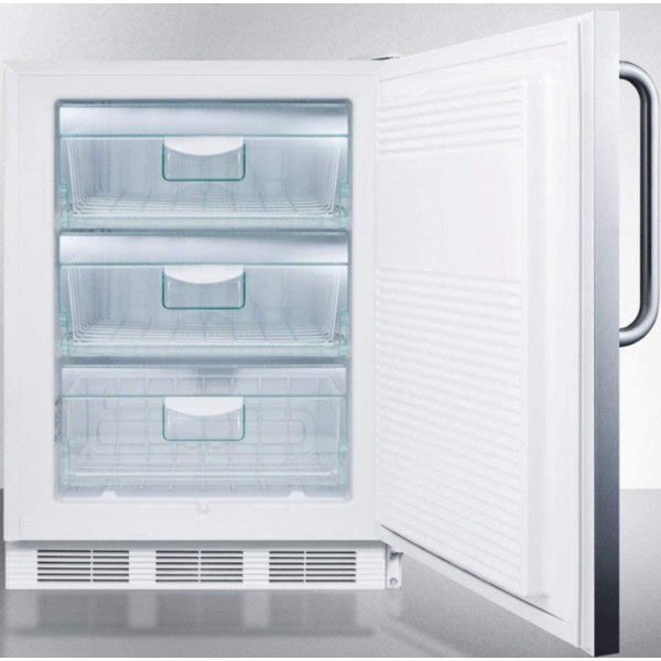 Summit Appliance VT65MLCSS Built-in Medical All-Freezer Capable of -25ºC Operation in Complete Stainless Steel with Front Lock, Manual Defrost, Adjustable Thermostat, Professional Towel Bar Handle