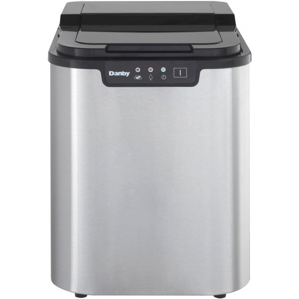 Danby DIM2500SSDB Portable Ice Maker, Countertop Ice Machine Makes 25 lbs of Ice A Day,LED Controls & Self-Clean Mode