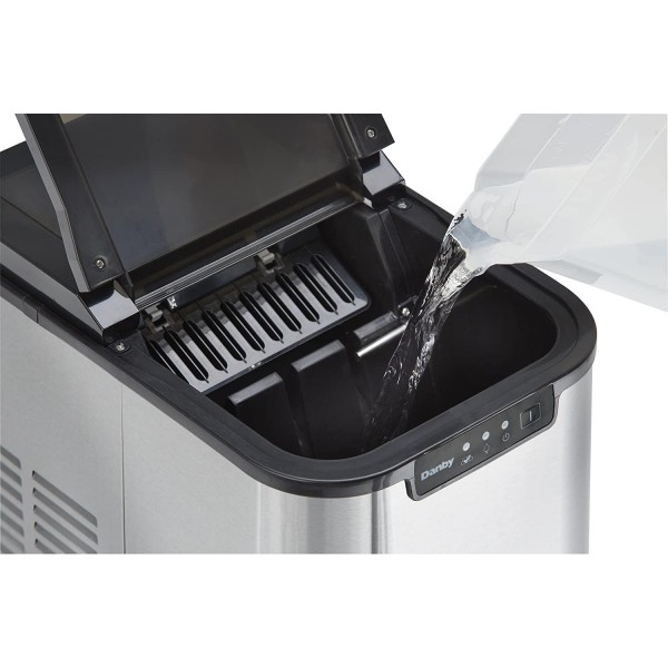Danby DIM2500SSDB Portable Ice Maker, Countertop Ice Machine Makes 25 lbs of Ice A Day,LED Controls & Self-Clean Mode