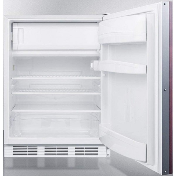 Summit Appliance CT66LWBIIFADA ADA Compliant Built-in Undercounter Refrigerator-Freezer with Lock, Dual Evaporator Cooling, Integrated Door Frame for Overlay Panels and White Cabinet