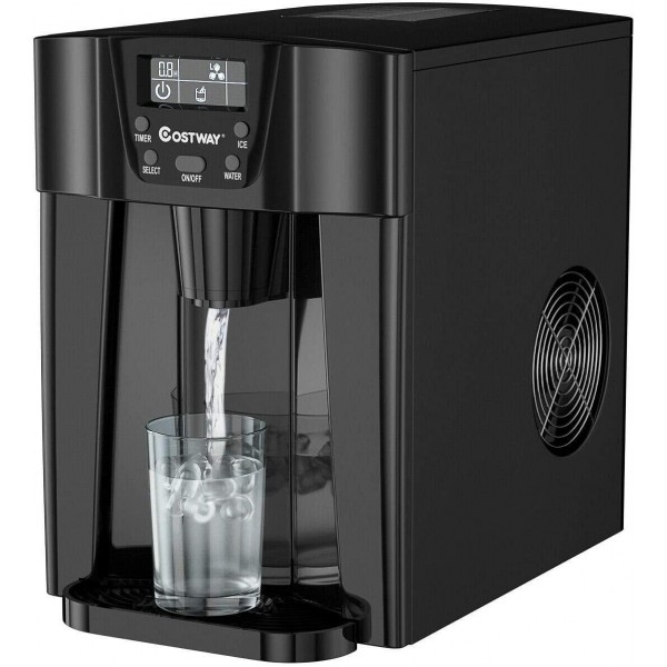 Refrigeration Modern High-Efficiency Maker Water Dispenser Countertop 36Lbs/24H LCD Display Portable Black Portable 2 In 1 Ice Ice-Making Restaurants, Bars Canteens, Snack