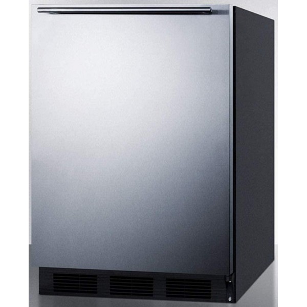Summit Appliance CT663BKSSHH Freestanding Counter Height Refrigerator-Freezer for Residential Use, Cycle Defrost with Stainless Steel Wrapped Door, Towel Bar Handle and Black Cabinet