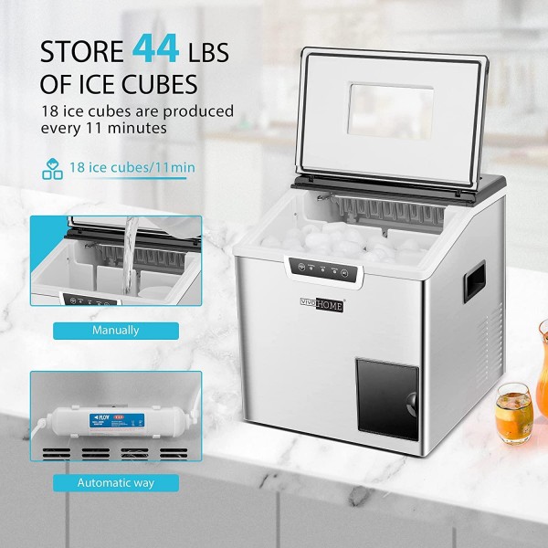 VIVOHOME Electric Portable Compact Countertop Automatic Ice Cube Maker Machine with 2 in 1 Electric Portable Compact Countertop Automatic Ice Maker and Shaver Machine