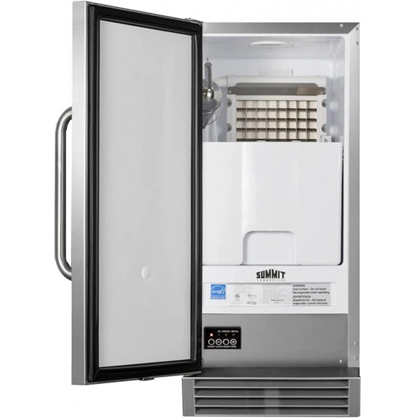 Summit Appliance BIM47OSADA Built-In Icemaker, ADA Compliant, Weatherproof design, 50 lb Production Capacity, Automatic Defrost, Touch Control Panel, Interior Light, Leveling Legs, Built-In Pump