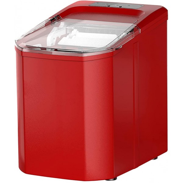 Teerwere Ice Maker Machine Household Ice MakerSmall Household Automatic Round Ice Mini Ice Cube Maker (Color : Red, Size : 23x31x32.5cm)
