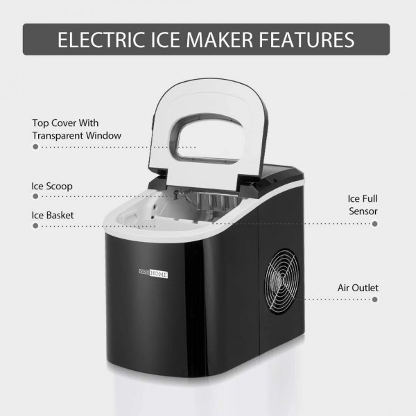 VIVOHOME Electric Portable Compact Countertop Upgrade Automatic Ice Cube Maker Machine with Visible Window and Hand Scoop Silver 26lbs/Day with Ice Cube Maker Machine 26lbs/Day Black