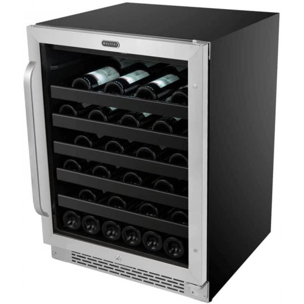 Whynter BWR-408SB 24 inch Built-in 46 Bottle Undercounter Stainless Steel Wine Refrigerator with Reversible Door, Digital Control, Lock and Carbon Filter