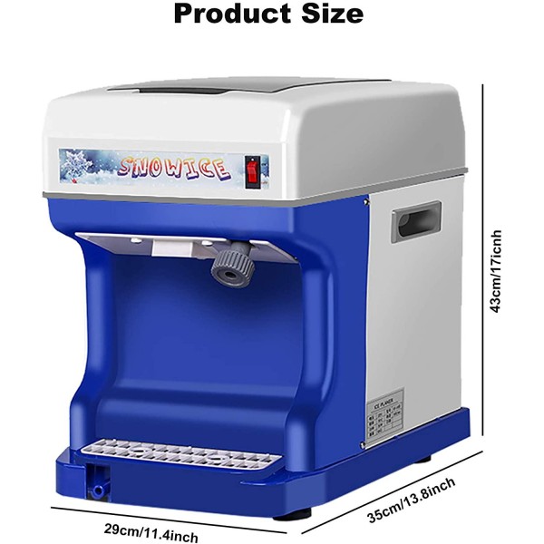 250W Slush Drink Maker Machine, 1400 r/min Big Electric Shaved Ice Maker, Adjustable Thickness Snow Cone Maker, CE/FCC