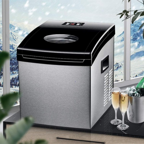 ZH1 Small Desktop ice Machine, Fully Automatic 25 kg, Portable ice Machine with LED Display, Adjustable ice Thickness, Suitable for Family, Party, Commercial