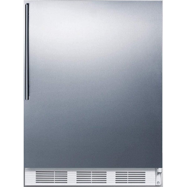 Summit Appliance CT661WSSHV Freestanding Counter Height Refrigerator-Freezer for Residential Use, Cycle Defrost with Stainless Steel Wrapped Door, Professional Thin Handle and White Cabinet