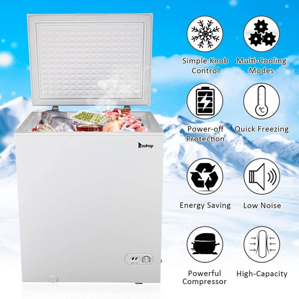 NC ZOKOP BD-150 AC115V/60Hz 143L/ 5.0 CU.FT Single Door Horizontal Freezer White