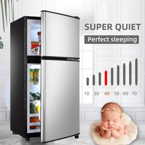 Anukis Compact Refrigerator 3.5 Cu Ft 2 Door Mini Fridge with Freezer For Bedroom, Dorm, Apartment, Office…