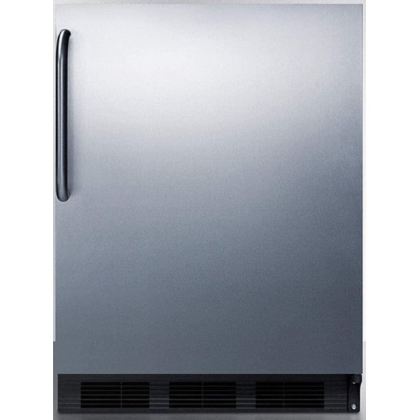 Summit Appliance CT663BKSSTBADA ADA Compliant Freestanding Counter Height Refrigerator-Freezer for Residential Use, Cycle Defrost with Stainless Steel Wrapped Door, Towel Bar Handle and Black Cabinet